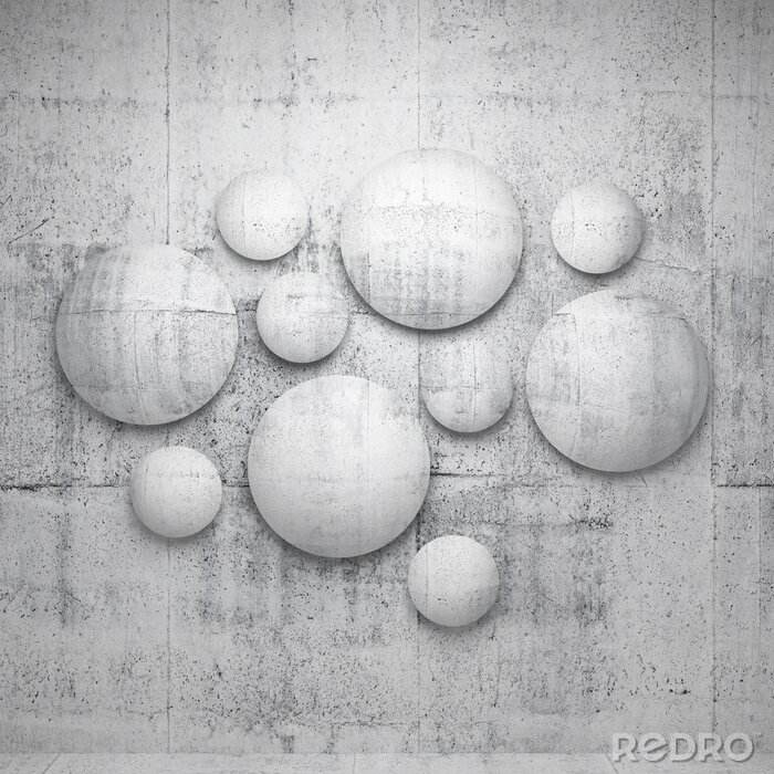 Tableau  Cercles 3D sur fond de béton
