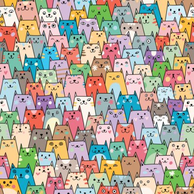 Chats colorés avec des visages différents