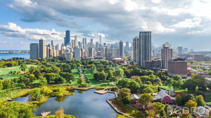 Tableau  Chciago panorama de la ville d'en haut