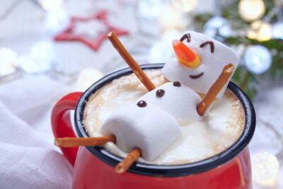 Tableau  Chocolat chaud avec bonhomme de neige fondu