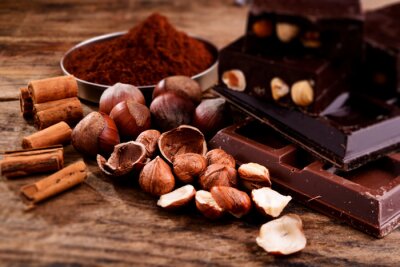 Tableau  Chocolat et ingrédients - effet tilt shift photo