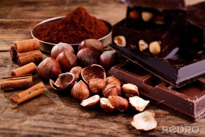 Tableau  Chocolat et ingrédients - effet tilt shift photo