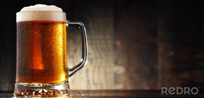 Tableau  Chope de bière sur un fond en bois