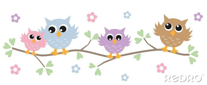 Tableau  Chouette arbre sur une branche