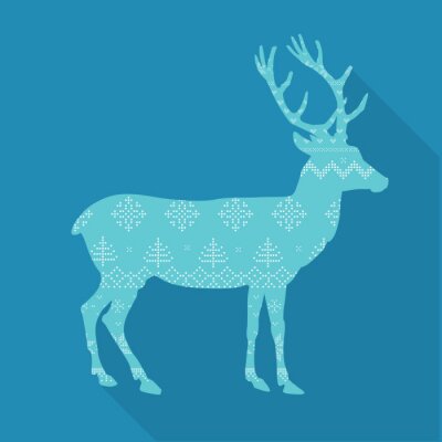 Tableau  Christmas Deer in Scandinavian Style - vector illustration