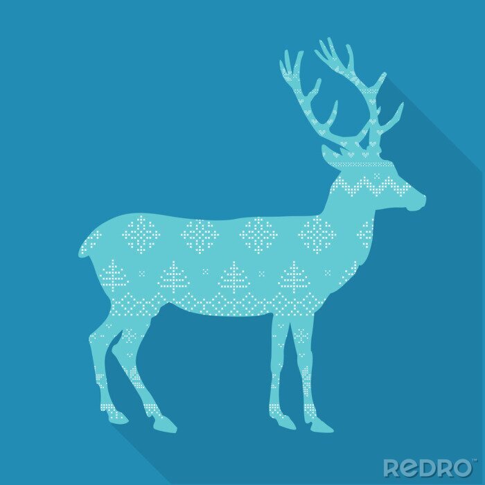 Tableau  Christmas Deer in Scandinavian Style - vector illustration