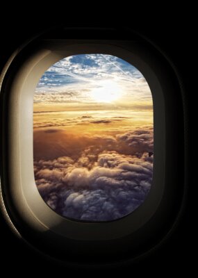 Tableau  ciel céleste vu à travers les fenêtres d'un avion