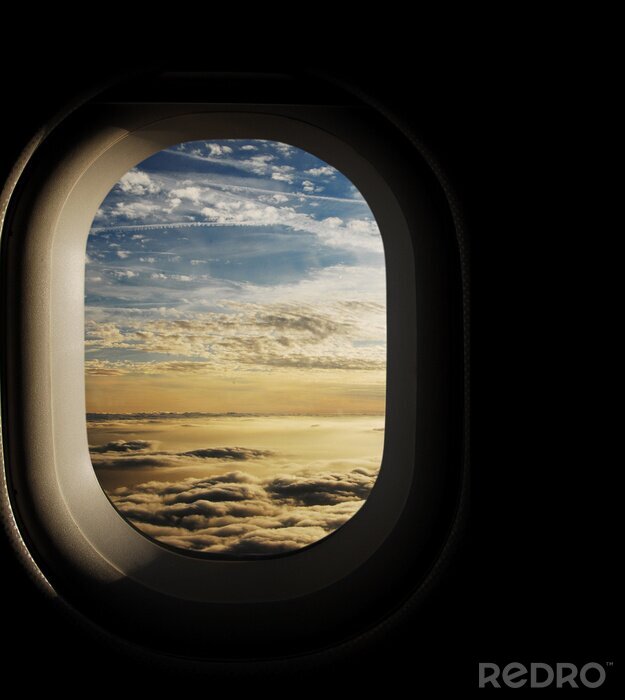 Tableau  ciel céleste vu à travers les fenêtres d'un avion