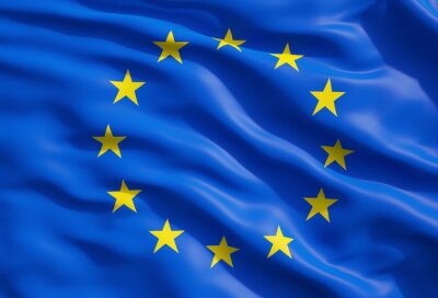 Tableau  Close up of the flag of European Union. EU Flag Drapery.