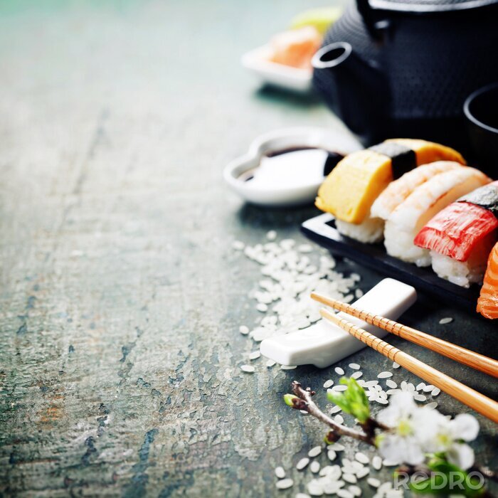 Tableau  Closeup of fresh sushi