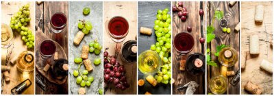 Tableau  Collage alimentaire de vin rouge et blanc.
