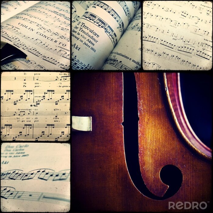 Tableau Collage Musique partitions musicales sur mesure redro.fr