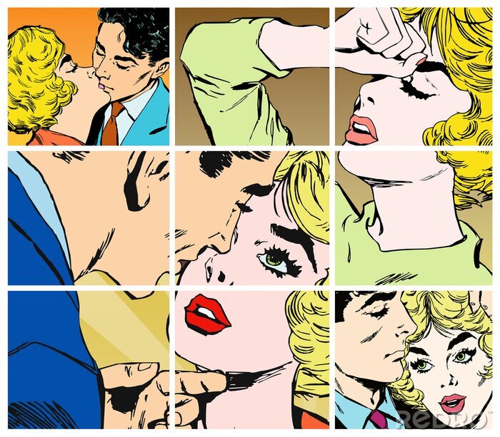 Tableau  collection de portraits de jeunes couples amoureux