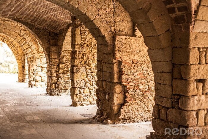 Tableau  Colonnes anciennes en pierre marron