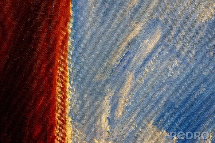 Tableau  Colorful fragment of the painting. Oil paint texture with brush and palette knife strokes. Multi colored wallpaper. Macro close up acrylic background. Modern art concept. Horizontal fragment.