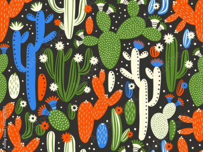 Tableau  Composition abstraite avec des cactus colorés