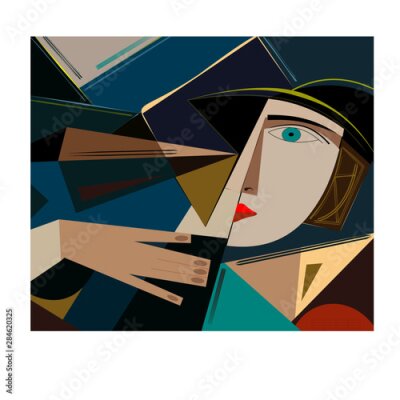 Tableau  Composition cubiste avec une femme