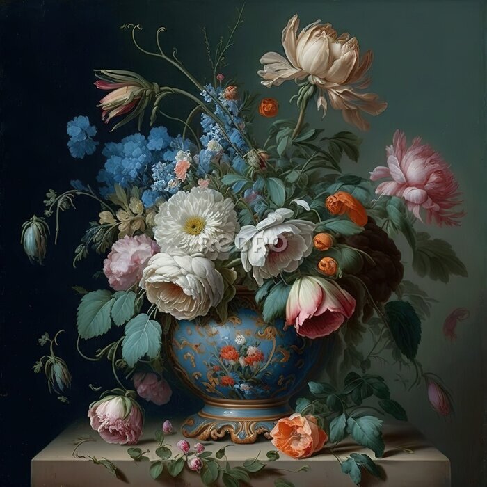 Tableau  Composition florale baroque dans un vase