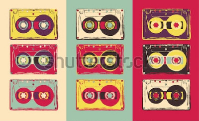 Tableau  Composition pop art sur cassette audio