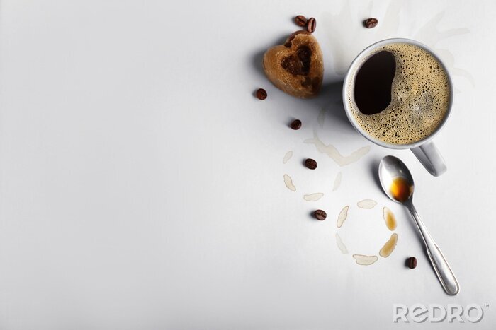 Tableau  Composition with hot coffee on white background