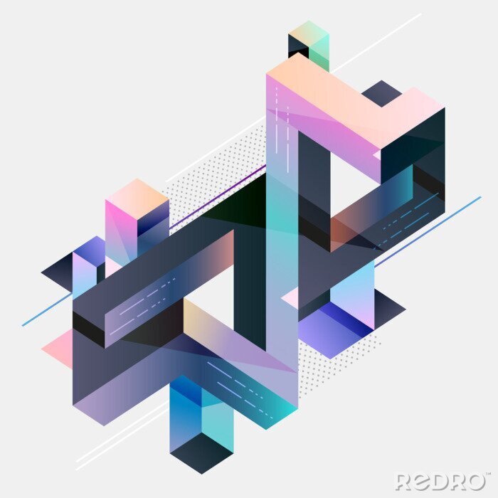 Tableau  Construction multicolore spatiale abstraite