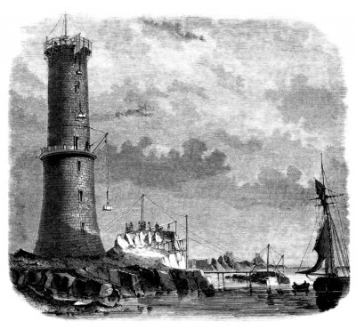 Tableau  Construction: Phare - Phare - Leuchtturm - 19e siècle