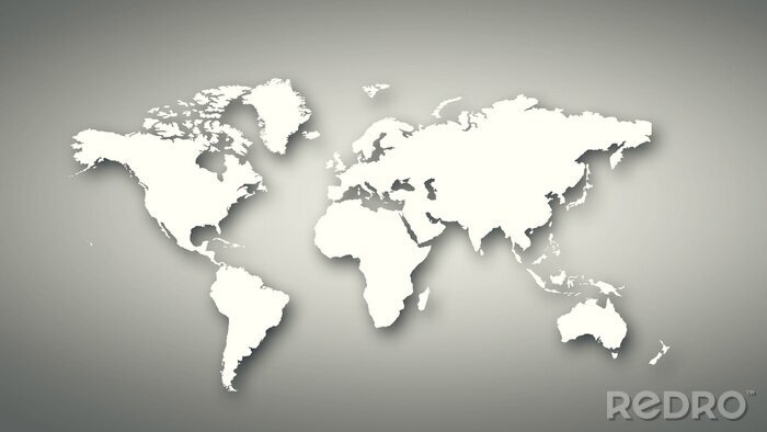 Tableau  Continents blancs sur fond gris