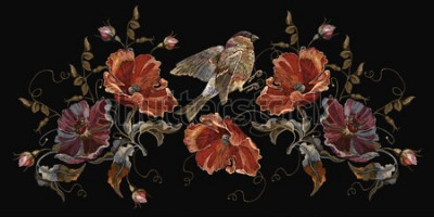 Tableau  Coquelicots peints sur fond sombre