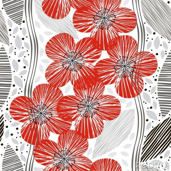 Tableau  Coquelicots style abstrait