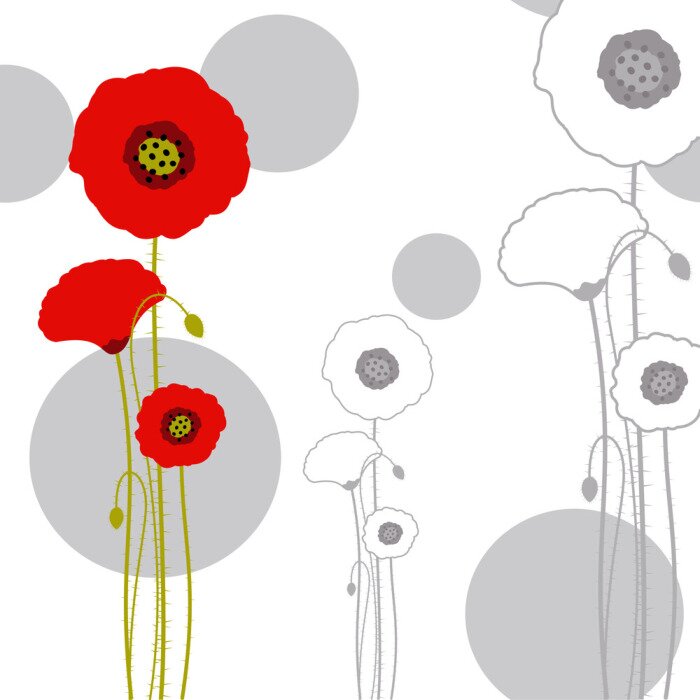 Tableau  Coquelicots sur une illustration moderne