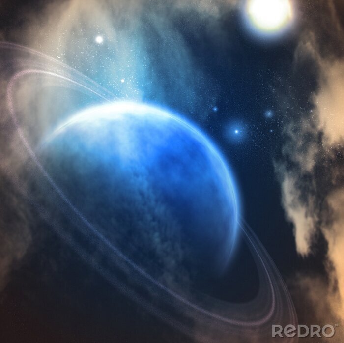 Tableau  Cosmos avec planète bleue