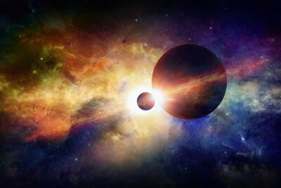 Tableau  Cosmos planète colorée