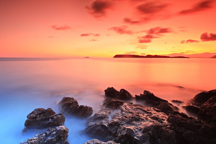 Tableau  Coucher de soleil au bord de la mer en Croatie
