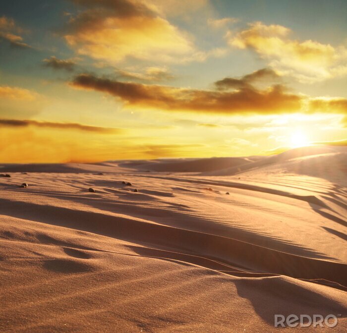 Tableau  Coucher de soleil et paysage désertique