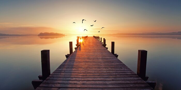 Tableau  Coucher de soleil magique sur un lac