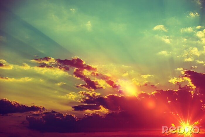 Tableau  Coucher de soleil rétro