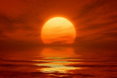 Tableau  coucher de soleil rouge