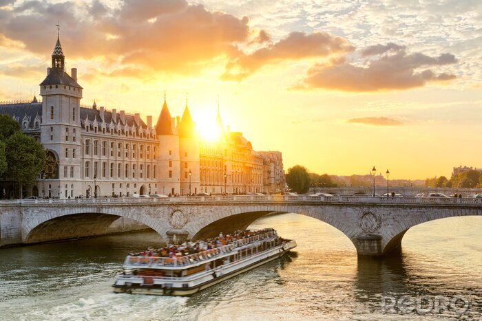 Tableau  Coucher du soleil à Paris 3D