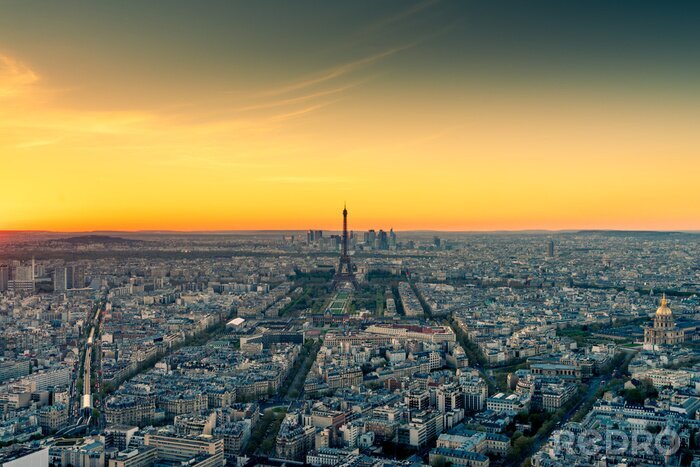 Tableau  Coucher du soleil orange à Paris