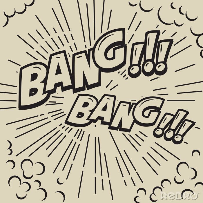 Tableau  Coup. Expression de style bande dessinée sur fond avec des lignes de vitesse. Élément de design pour affiche, carte, flyer, bannière.