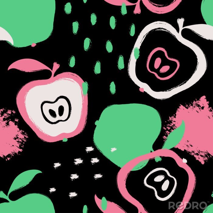 Tableau  Coupes transversales de pommes dans un style abstrait