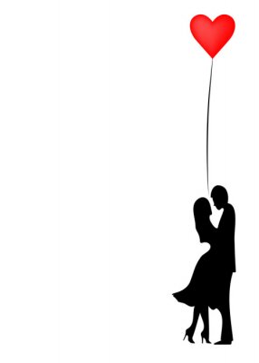 Tableau  Couple romantique avec un ballon en forme de cœur