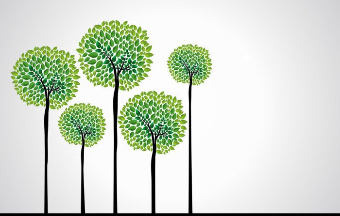 Tableau  Couronnes d'arbres verts