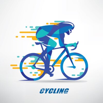 Tableau  course cycliste fond stylisé, cycliste vecteur silhouette