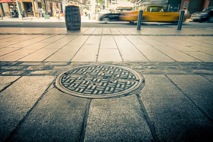 Tableau  Couvercle du drain trou d'homme dans les rues de Manhattan inférieure