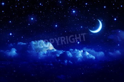 Tableau  Croissant de lune et étoiles