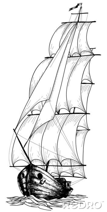 Tableau  Croquis d'un vieux yacht