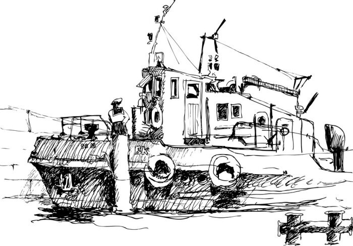 Tableau  croquis de bateau