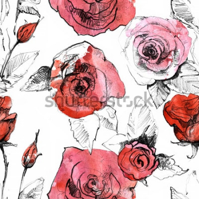 Tableau  Croquis de roses rouges