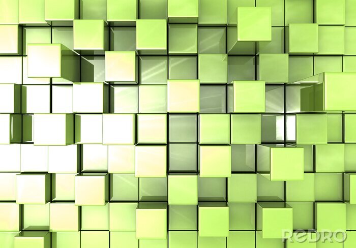 Tableau  Cubes verts abstraits